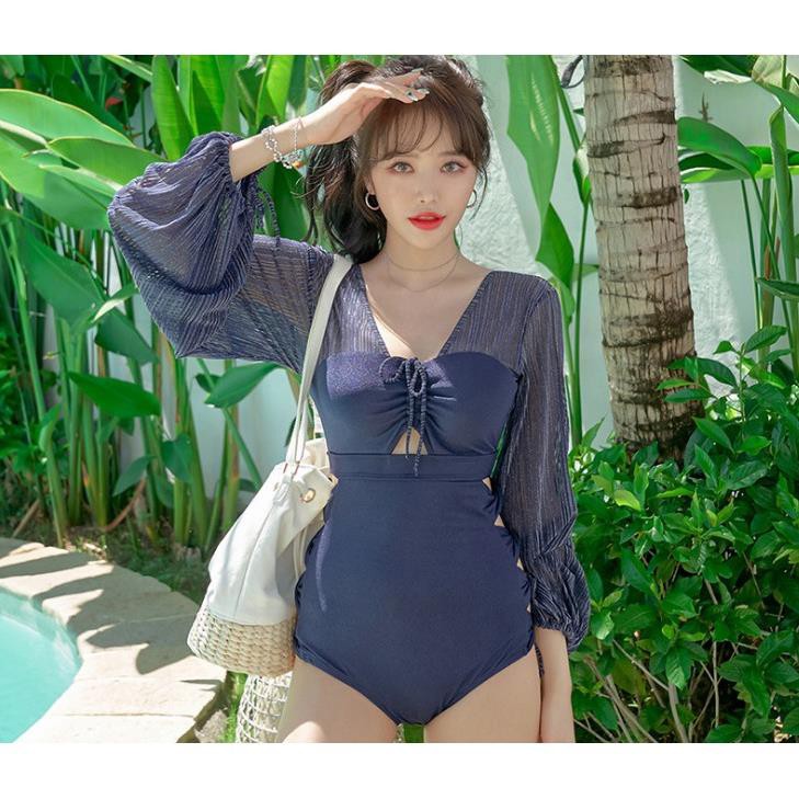 Đồ bơi nữ kín đáo dài tay 💝QUEEN BIKINI💝 Bikini 1 mảnh liền thân tím Quảng châu đi biển BIK007  ྇