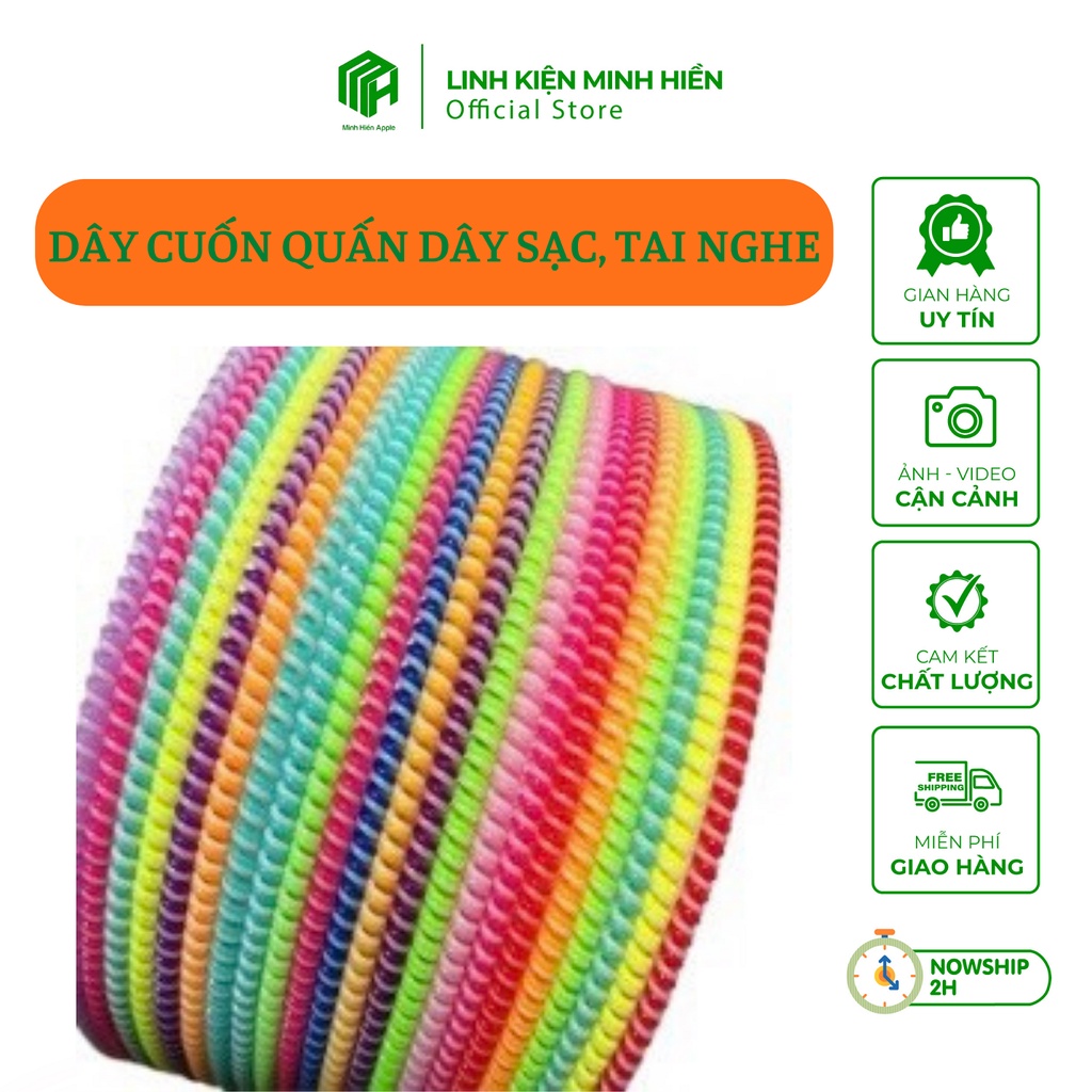 Dây cuốn, quắn dây sạc, tai nghe điện thoại nhiều màu