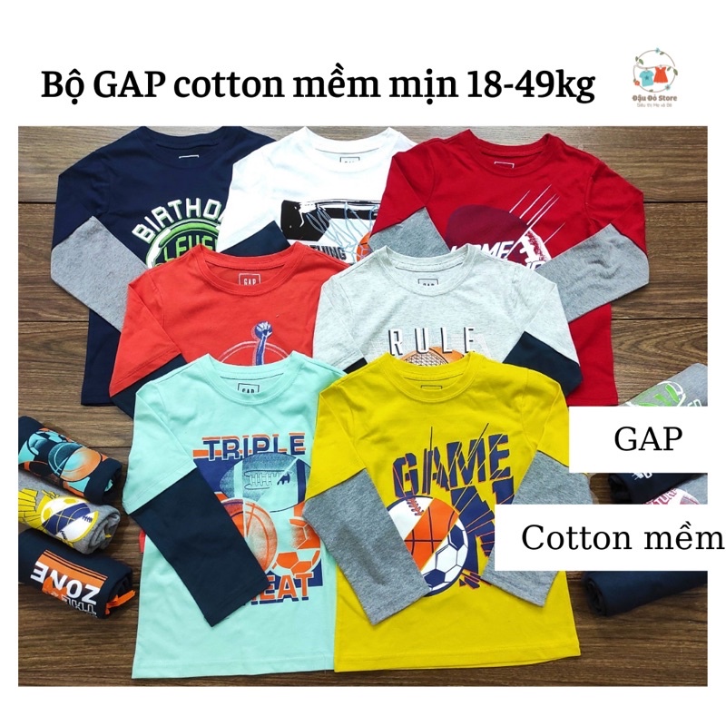Bộ dài tay bé trai GAP nối tay chất cotton size 18-49kg - Bộ quần áo thu đông bé trai - GAP1