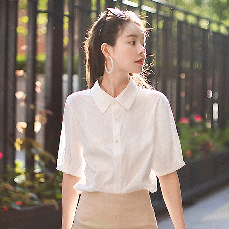 Áo sơ mi nữ trắng Chunxuu thiết kế tay lỡ đơn giản trẻ trung - SM18
