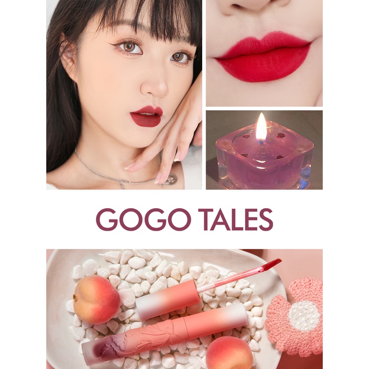 Son kem bùn GOGO TALES nơ hồng mềm mướt mịn lì Dusk Pink Fog Lip Puree lâu trôi hot trend Gogotales 16 màu sắc