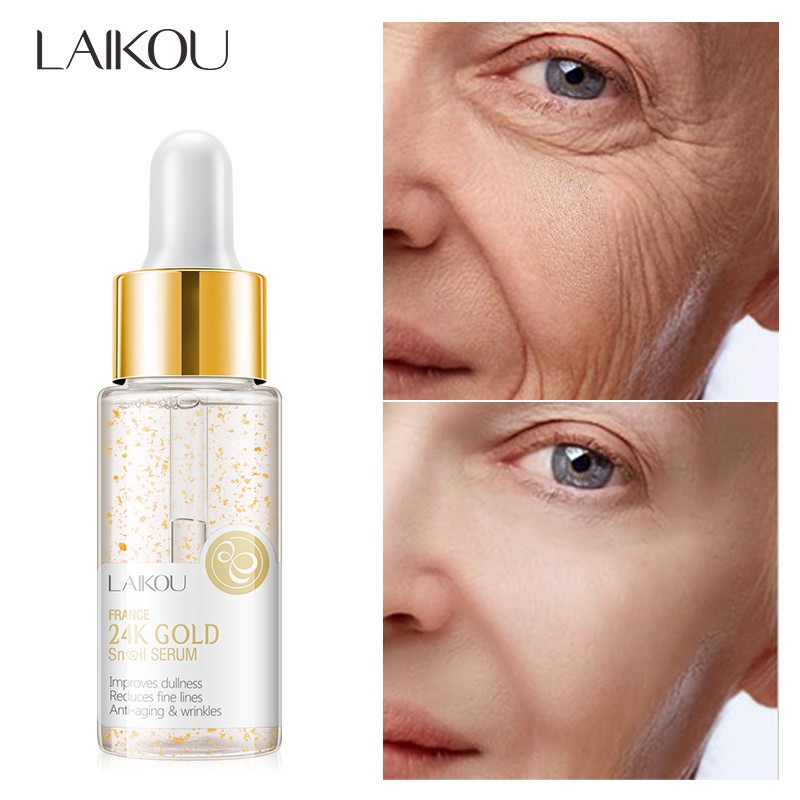 Bộ Kem Dưỡng Da Mặt LAIKOU Chiết Xuất Ốc Sên Axit Hyaluronic 25g Serum Vàng 24K Dưỡng Ẩm Chống Nhăn Chống Lão Hóa Da