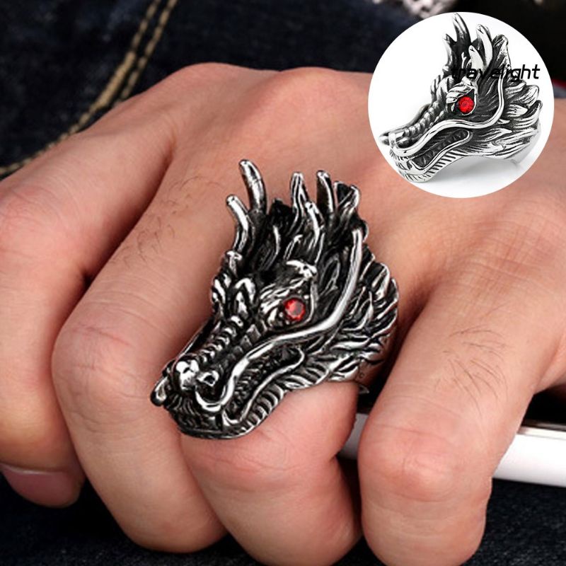 Nhẫn Nam Fashion Chất Mặt Rồng Hợp Kim Titan Không Gỉ