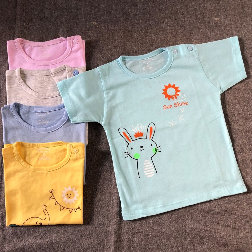 Áo sơ sinh (1 cái) cotton Thái Hà Thịnh | Mẫu cài vai tay ngắn | Size 3-5 cho bé 7-11kg | quần áo trẻ em