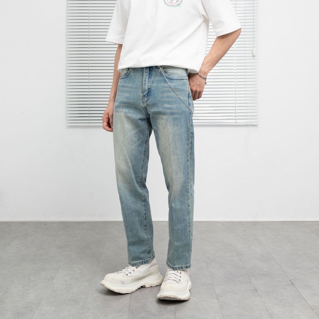 Quần jeans xanh dáng suông Selected JHL 28215-3 Washe Blue Loose