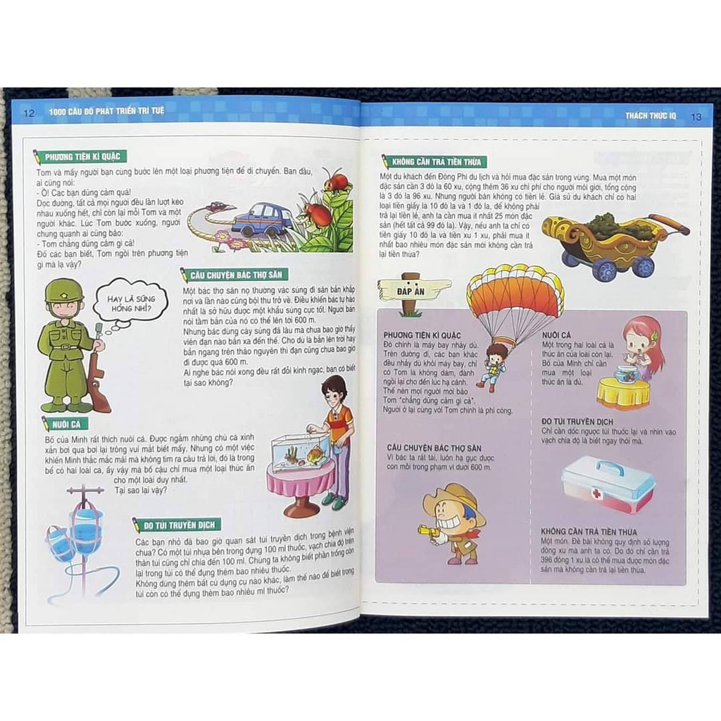 Sách -  1000 câu đố phát triển trí tuệ:/ bộ 2 cuốn : Khai phá tiềm năng - Thách thức IQ - NXB Kim Đồng