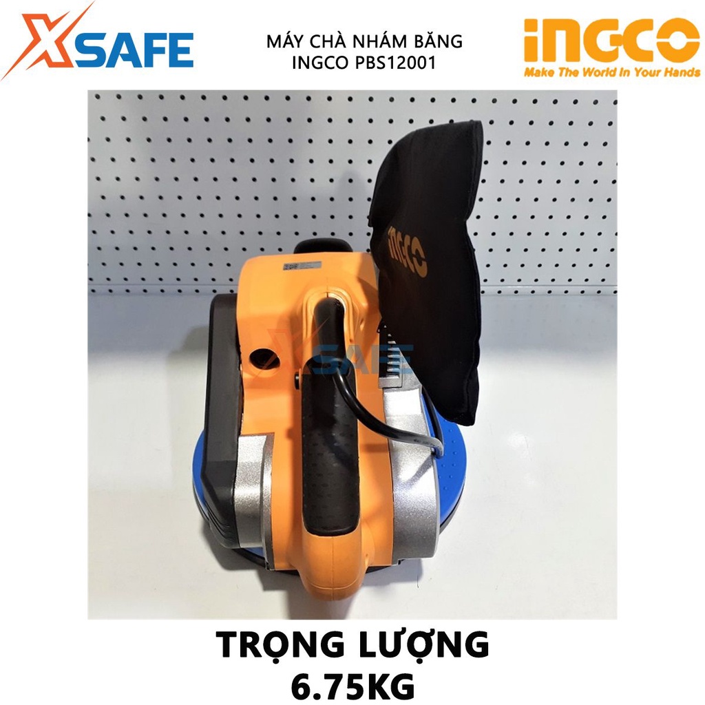 Máy chà nhám tăng INGCO PBS12001 Máy chà nhám cầm tay công suất 1200W, có chế độ hút bụi, đế nhôm, kèm 1 dây nhám