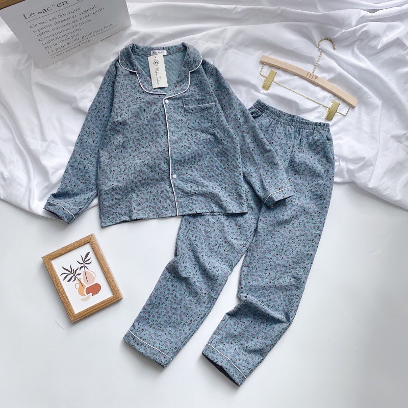 Bộ pijama nhung tăm hoạ tiết