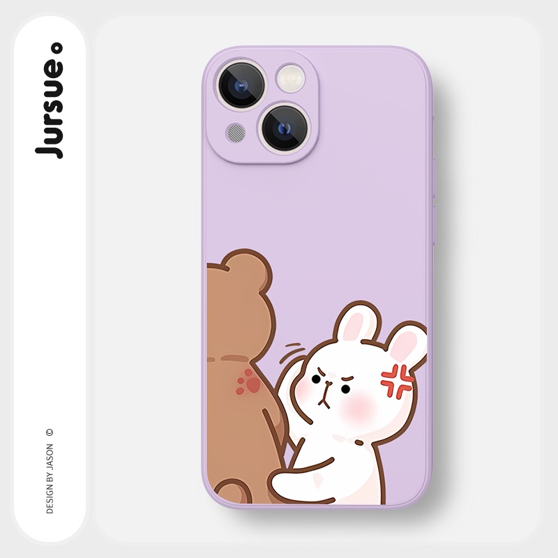 Ốp lưng JURSUE hoạt hình cặp đôi dễ thương đẹp cho iPhone 13 12 11 Pro Max SE 2020 X XR XS 8 7 ip 6S 6 Plus Y2082