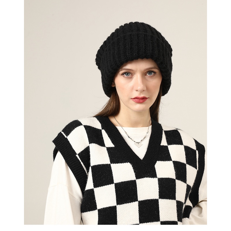 Nón len Mũ len chất dày dặn Giữ ấm tai Nam nữ Unisex Form rộng Ulzzang Hàn Quốc Dễ thương
