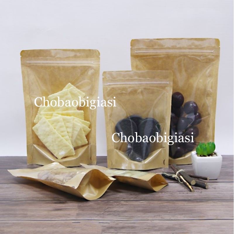 Túi zipper đáy đứng Mặt Giấy Mặt Trong đựng granola, ngũ cốc, các loại đậu....