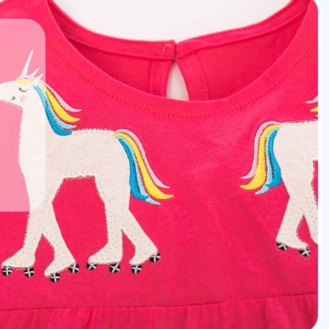 Mã S0925 váy hồng sát nách thêu ngựa pony cho bé gái của Little Maven