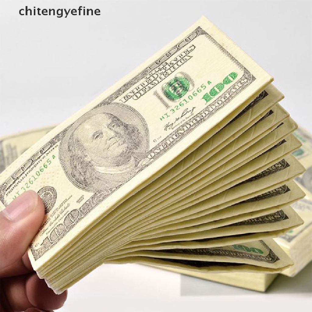 Set 10 tờ khăn ăn hình tờ tiền 100 đô la sáng tạo cho bữa tiệc