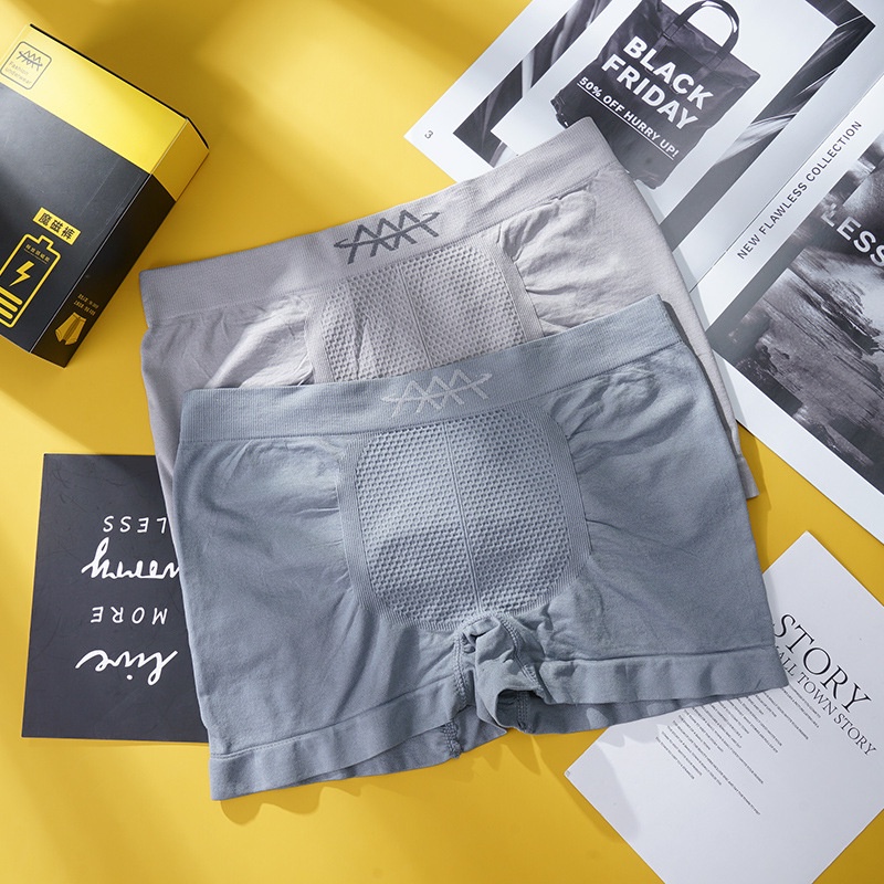 [3Pcs / Lot Men's Mid Rise Comfortable Breathable Traceless Stretch Cotton Boxer Briefs] [Male High Elastic Moisture Wicking  Healthy Seamless Antibacterial Boxers]