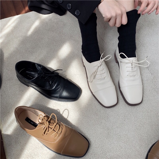 Giày oxford mũi vuông dây buộc 4 nấc (có ảnh thật) | BigBuy360 - bigbuy360.vn