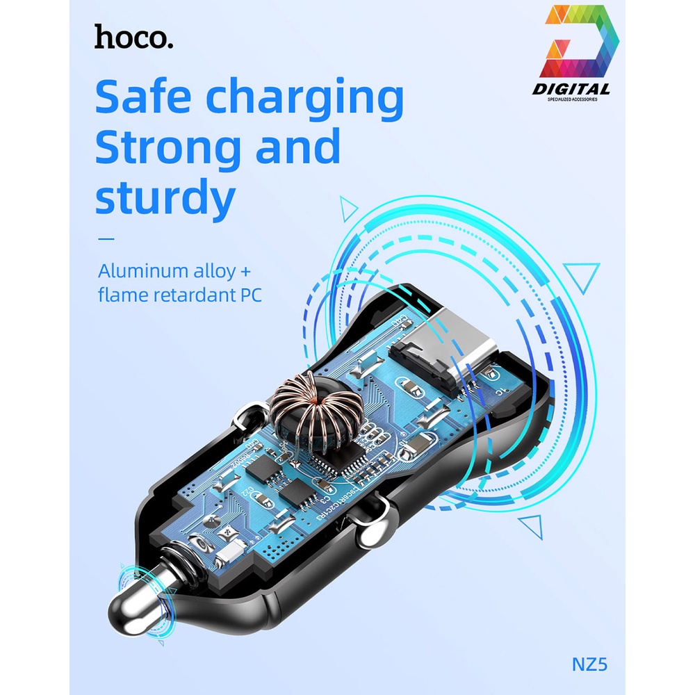Tẩu Sạc Nhanh Đa Năng Hoco NZ5 Chính Hãng ( Sạc Nhanh PD 30W, QC3.0 )