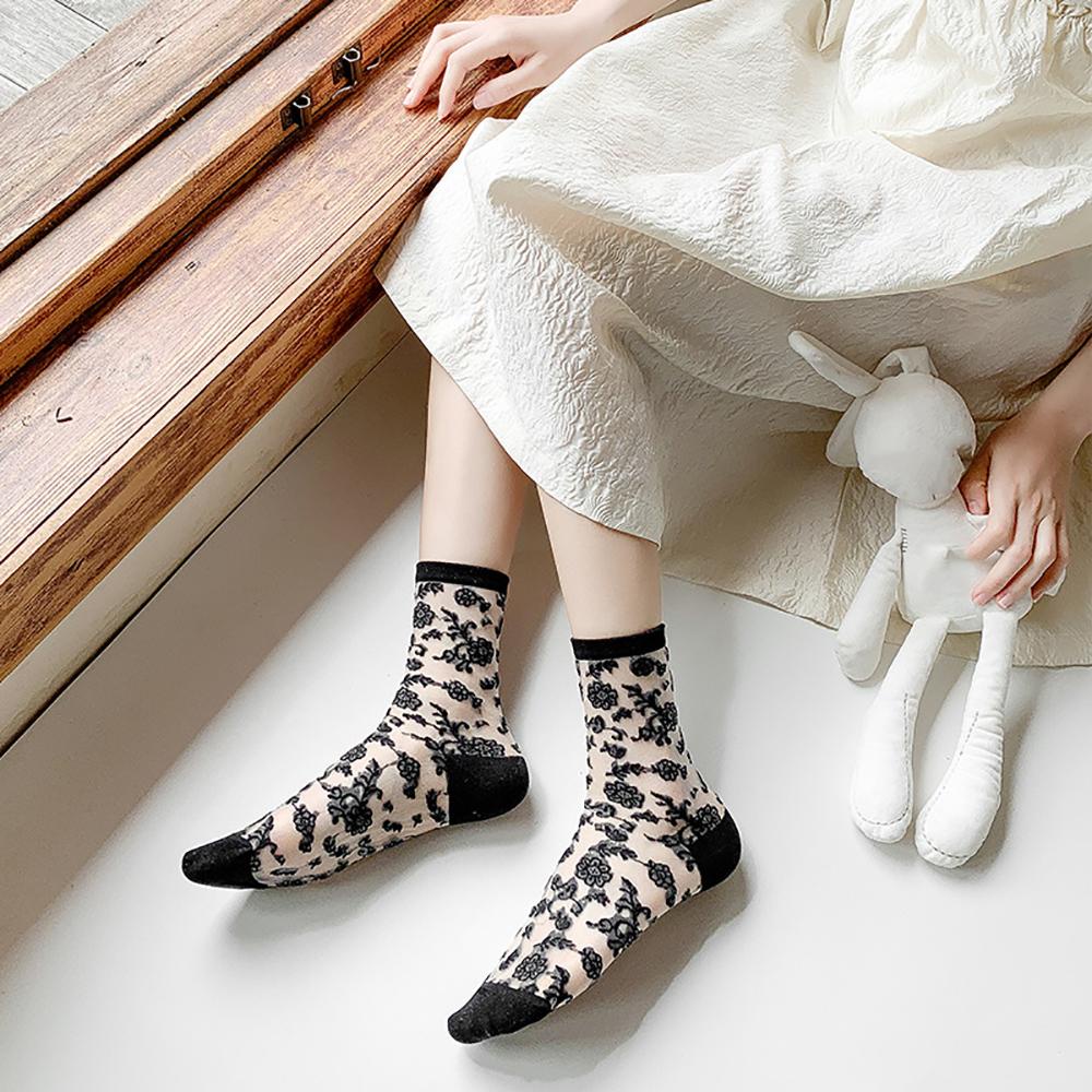 Tất Nữ Xuyên Thấu In Hoa Phong Cách Lolita WMES15H