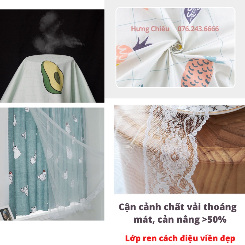 Rèm cửa sổ phòng ngủ dán tường chống nắng, rèm voan trắng trang trí 2 lớp dùng làm phông nền Hưng Chiếu