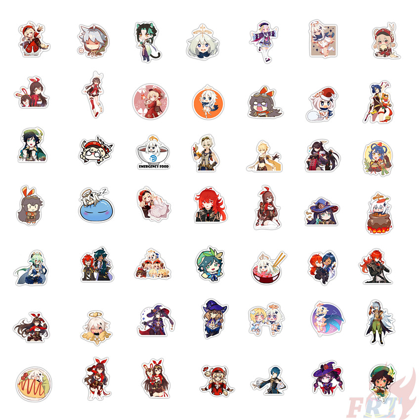 Set 100 miếng sticker Genshin Impact chống thấm nước trang trí DIY