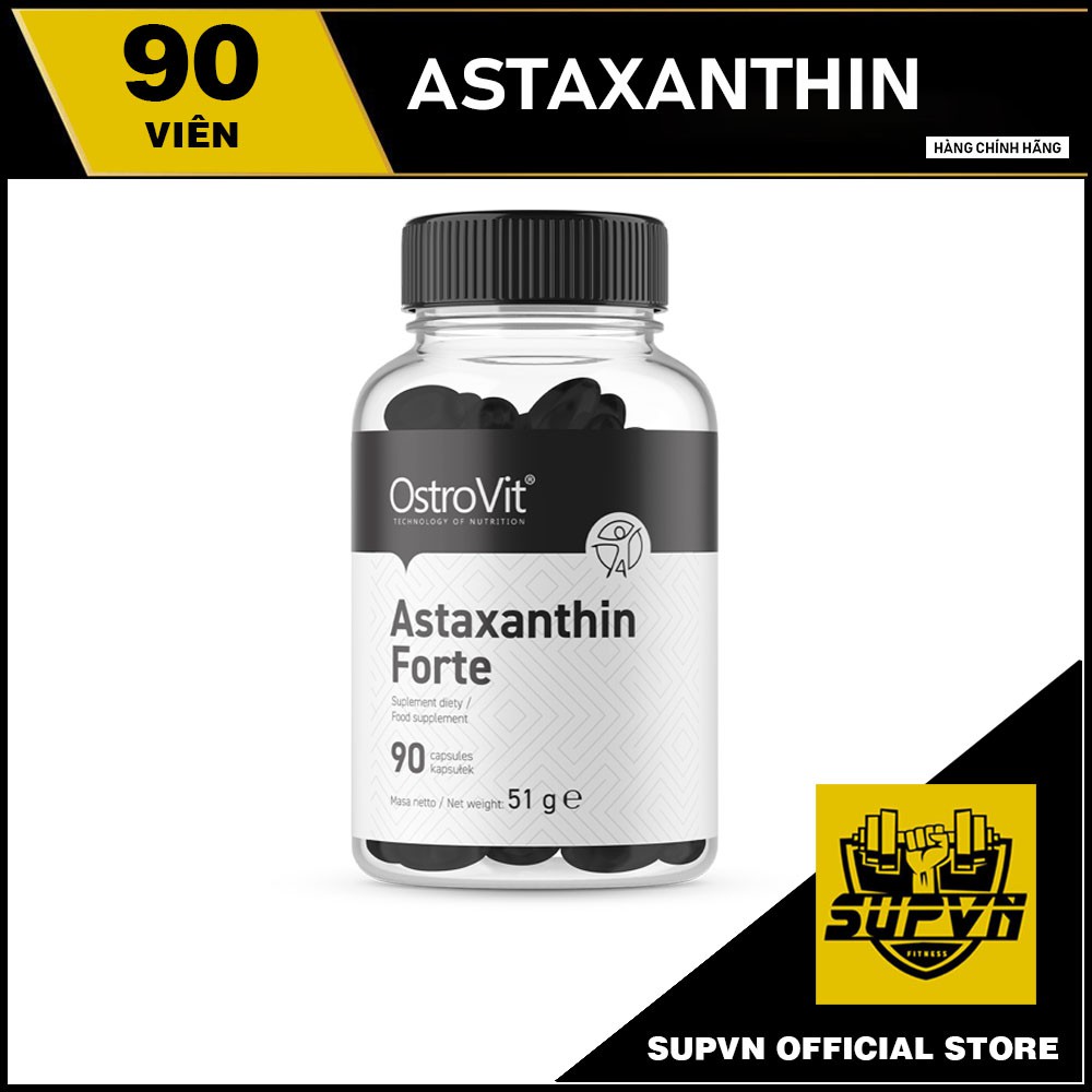 Astaxanthin Ostrovit viên uống tăng cường hệ miễn dịch, chống lão hóa, đẹp da, Hỗ trợ phát triển cơ bắp (90 viên)