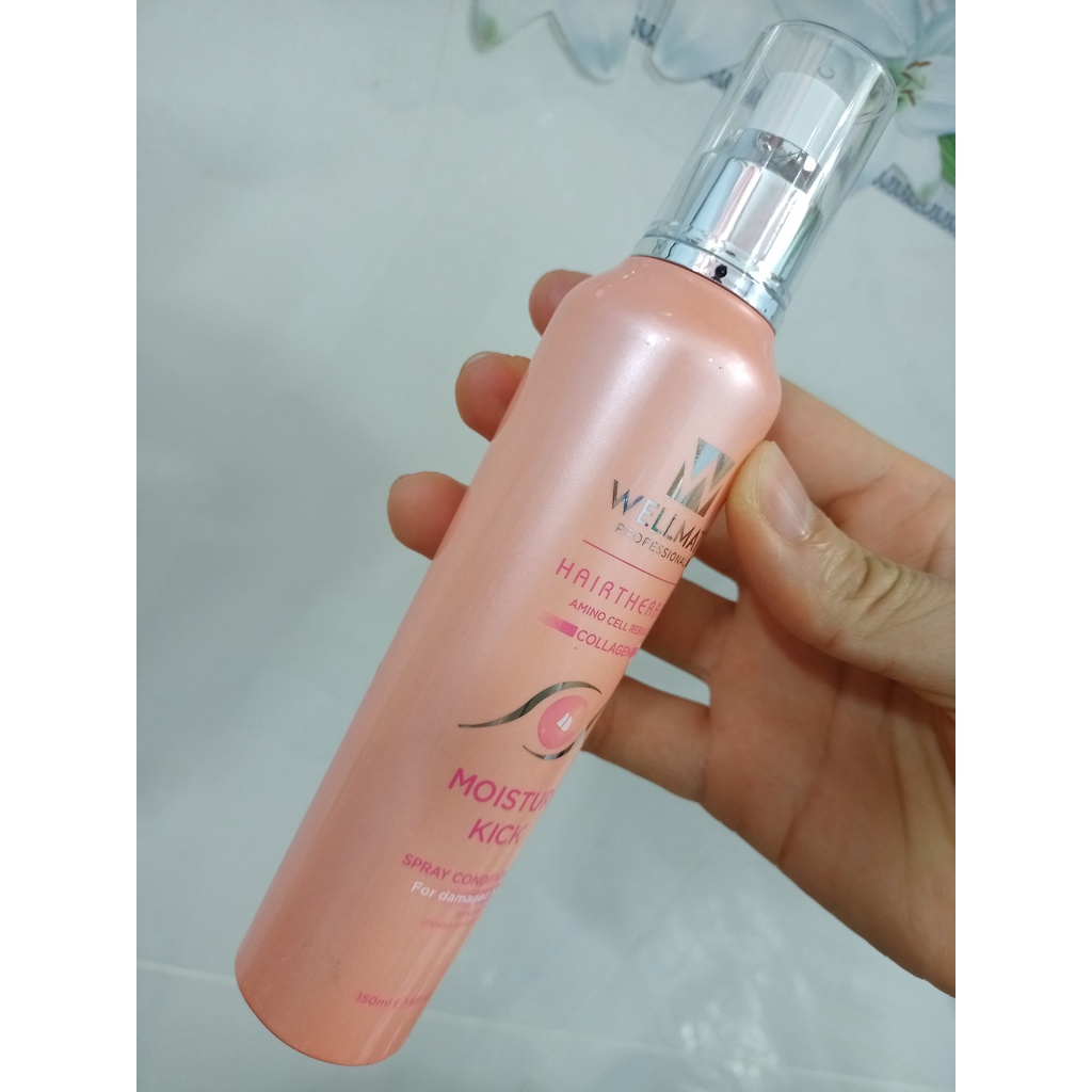 Xịt dưỡng tóc collagen chai hồng wellmate thể tích 150ml