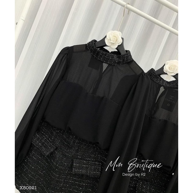 H8-đầm dạ phối tay voan