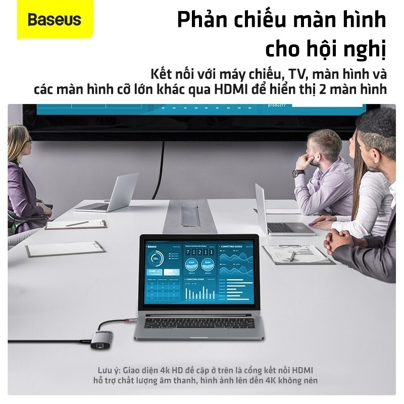 Bộ Chuyển đổi - Hub chuyển đổi Baseus Type-C đa năng sang - HDMI, USB, RJ45, SD, TF,... dành cho Macbook, Note