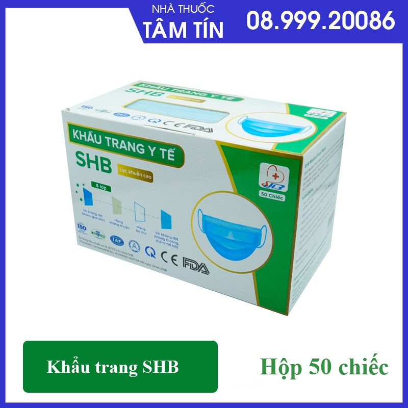 [CHÍNH HÃNG ] khẩu trang Y TẾ 4 LỚP SHB - HỘP 50 CHIẾC