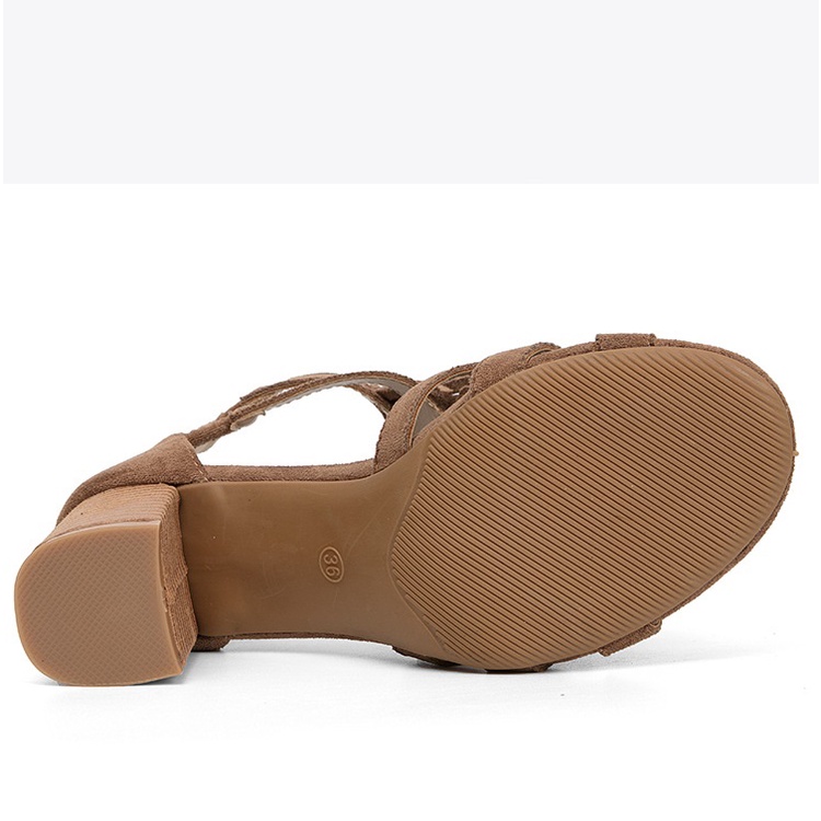 Sandal cao gót cổ cao, đính tua rua thời trang, gót vuông 7cm