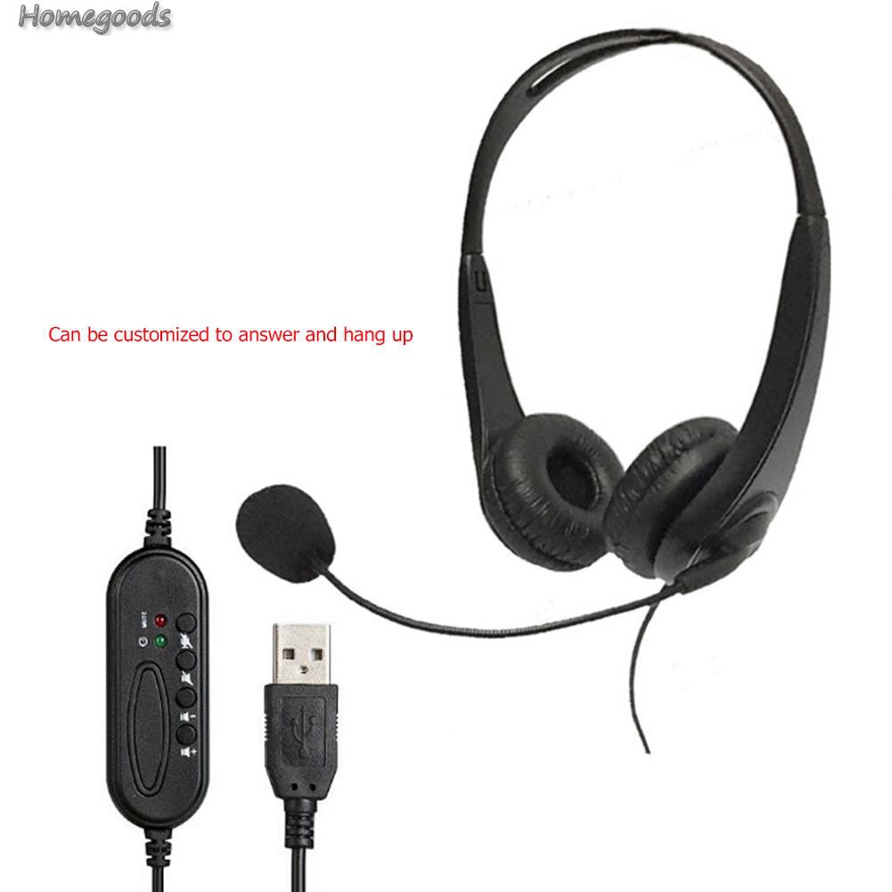 HOME-USB Wired Line Control Noise Reduction MIC Headphone for Online Call Center-GOODS