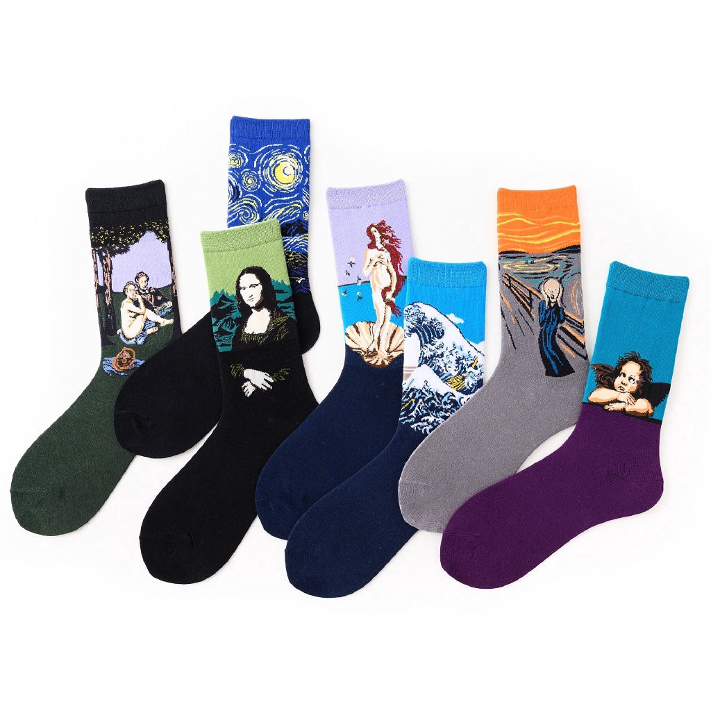 Đôi vớ họa tiết tranh sơn dầu 3D dễ thương bắt mắt cho cả nam và nữ