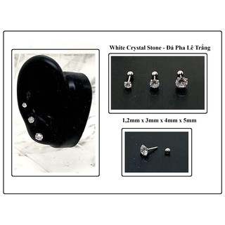 Khuyên chốt vặn đá pha lê thép y tế