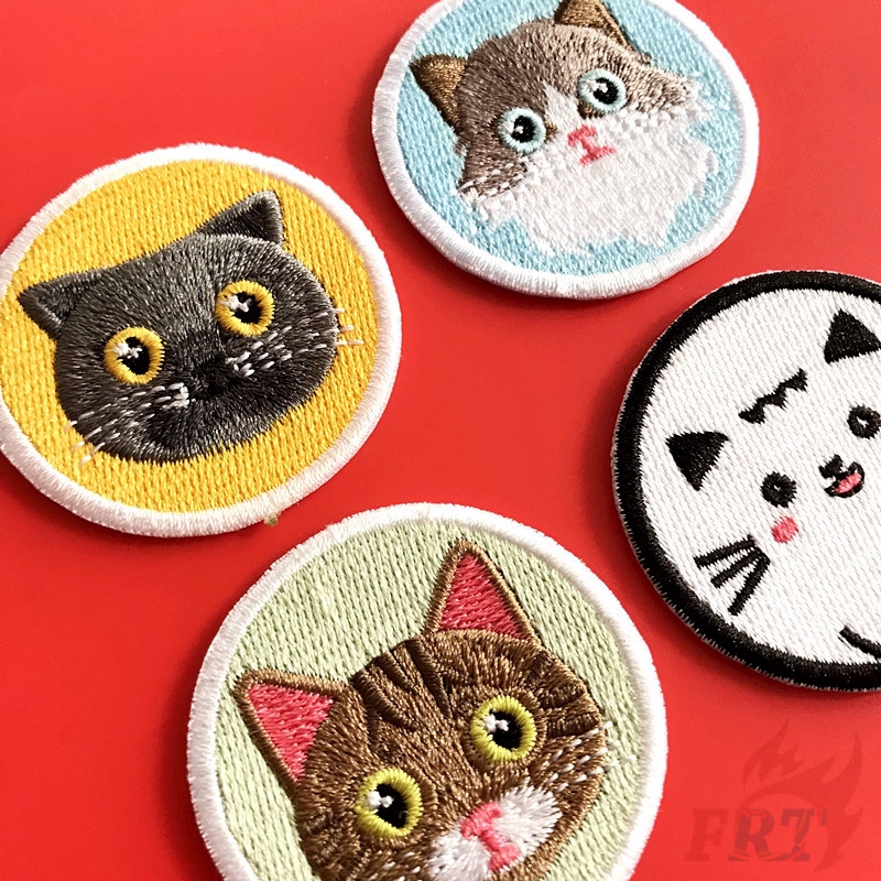 Set 1 / 4 Sticker Ủi Thêu Hình Mèo Dễ Thương (Kích Thước 4.4cmx4.4cm)