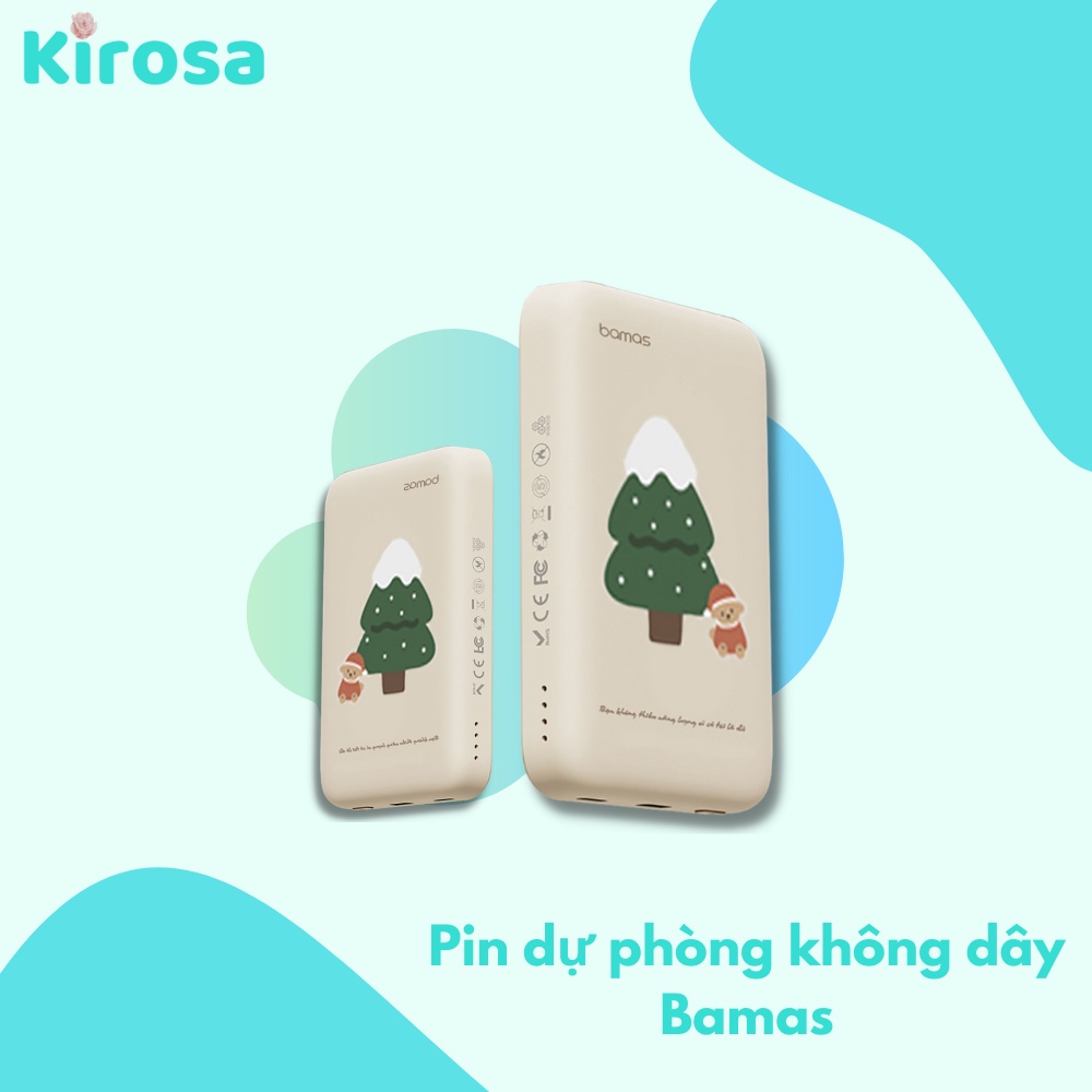 Sạc dự phòng mini không dây Bamas B102 từ tính - lực hút mạnh - sạc ổn định - dung lượng pin 5000mAh