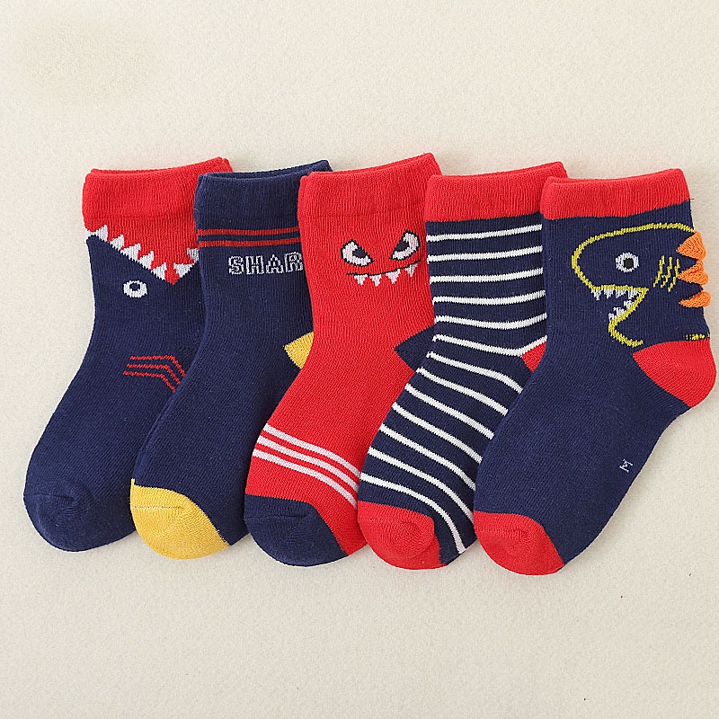 Set 5 Đôi Vớ Thoáng Khí Bằng Vải Cotton In Họa Tiết Hoạt Hình Dễ Thương Thời Trang Mùa Hè Cho Bé Trai Và Gái Từ 1