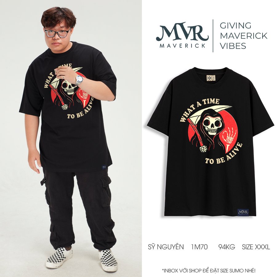 Áo thun unisex cổ tròn Thời gian để được sống đầu lâu MVR KK4016