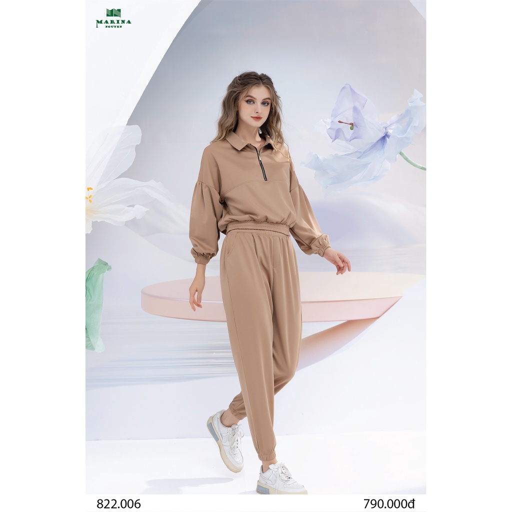 Bộ Đồ Thu Đông Nữ MARINA NGUYỄN Thiết Kế Dài Tay, Kiểu Dáng Trẻ Trung, Chất Liệu Cotton Lụa Mềm Mịn - 822006