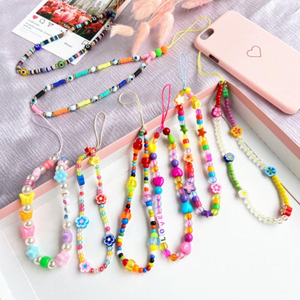 Dây đeo điện thoại MMULCK dạng chuỗi hạt cười nhiều màu sắc chống thất lạc cho nữ