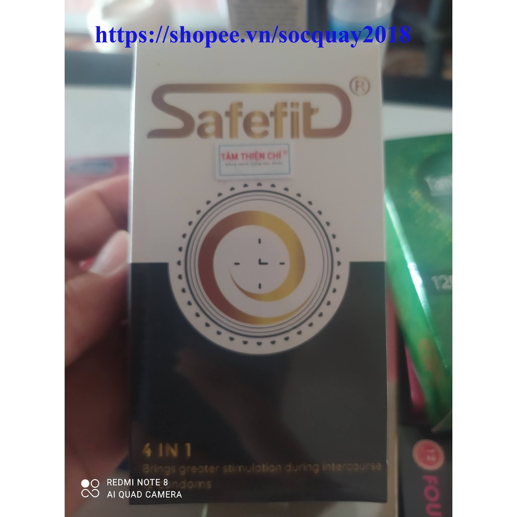 Bao cao su gai gân Safefit 4in1 hộp 12 cái ( Có Che Tên Sản Phẩm )