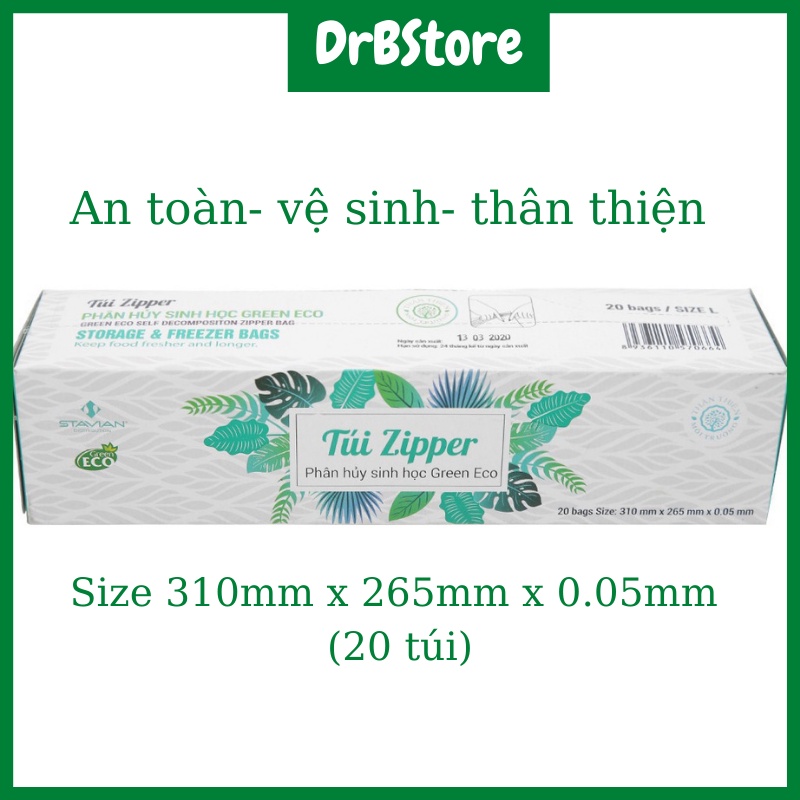 Túi Zipper tự hủy sinh học Green Eco thân thiện với môi trường DrbStore