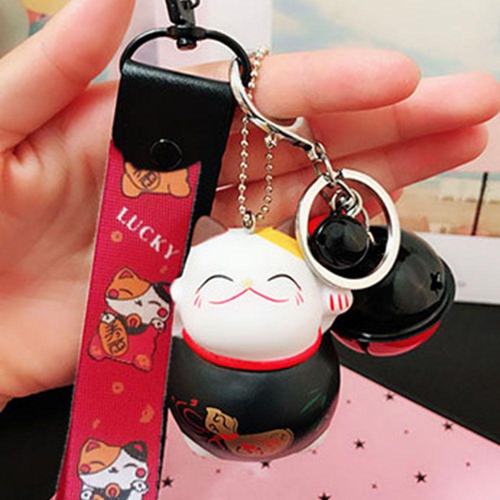 Móc Khóa Hình Mèo May Mắn Có Chuông Giá Đỡ Túi Xách Trang Trí Xe Hơi