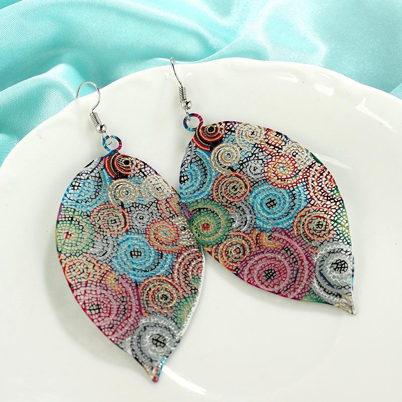 Leaf-shaped Metal Earrings In Retro Style