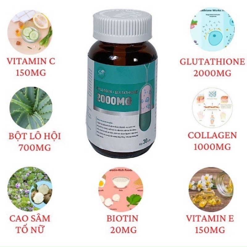 viên uống 2.000mg collagen đẹp da căng bằng nội tiết tố nữ (30 viên) hộp