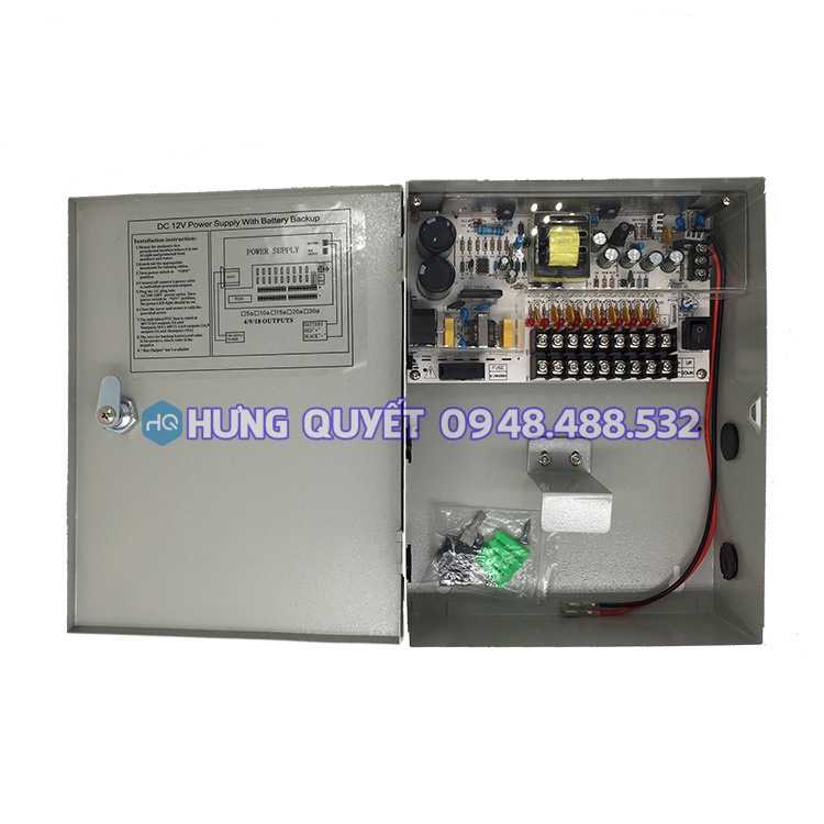 Bộ lưu điện camera Bộ lưu điện UPS 12A 10A 120W cung cấp điện dự phòng cho các thiết bị điện 12V khi mất điện - kèm tủ