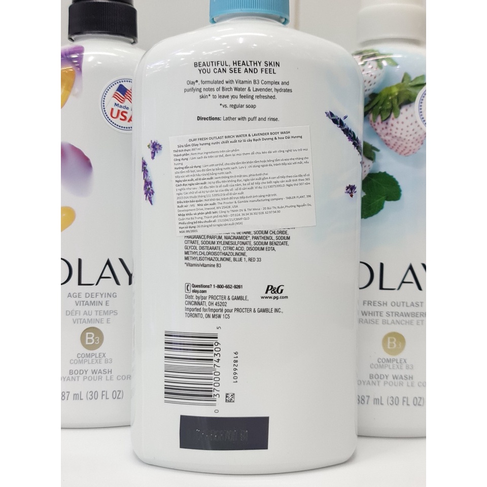 Sữa Tắm Dưỡng Ẩm Trắng Da OLAY Body Wash 887ml USA