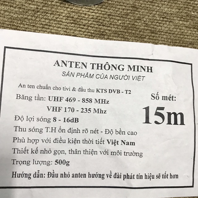 Ăngten tivi siêu nét+ 15 mét dây có rắc cắm