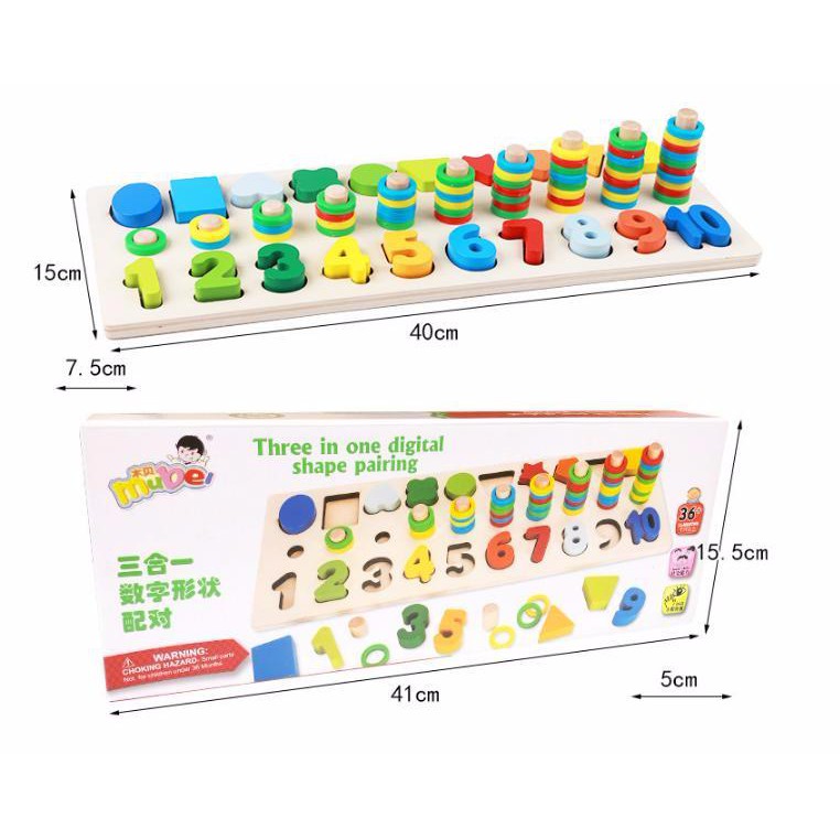 Giáo Cụ Montessori Cột Tính Hình Và Số 2 In 1 Cho Bé