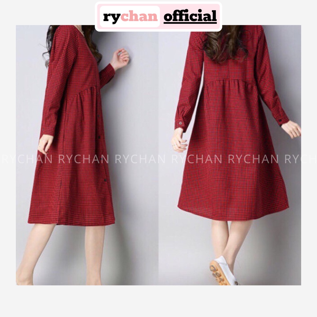 [ẢNH THẬT CUỐI] DX624 - Đầm Xòe Babydoll Caro Phối Cúc Nhiều Màu