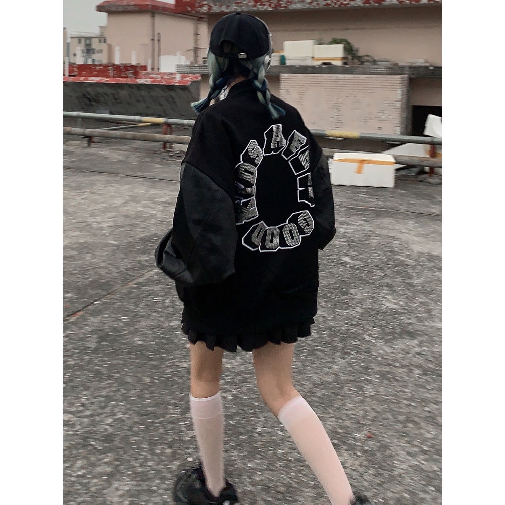 Áo khoác bomber da bóng chày dài tay thời trang nam nữ