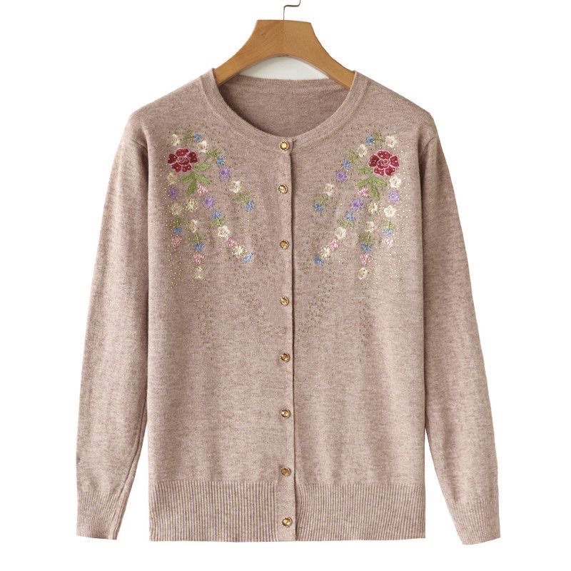 Áo Khoác len trung niên nữ, áo len nữ cardigan mỏng mùa thu